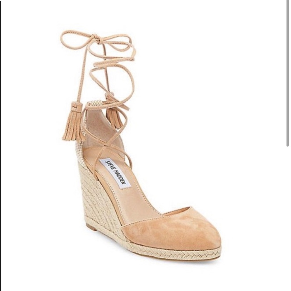Steve Madden Taupe Ankle Tie Wedges